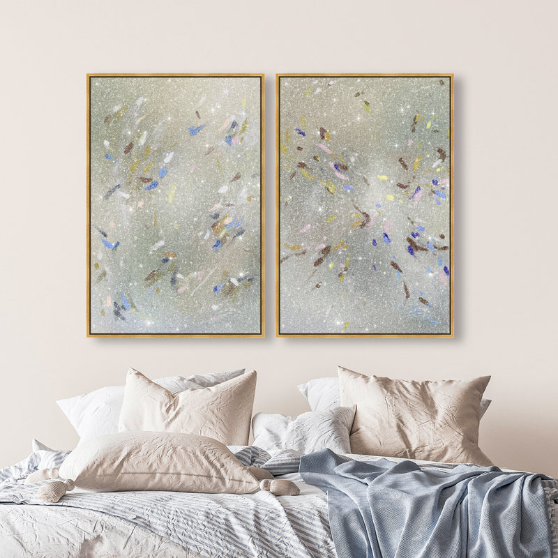 Spontaneous Traces Set Set by Oliver Gal, 62"H x 42"W, Gold Floater Frame