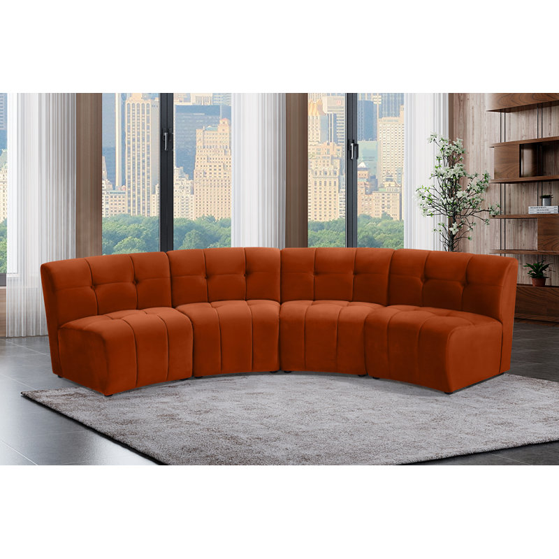 Jedson Velvet Sectional Symmetrical, Cognac Velvet