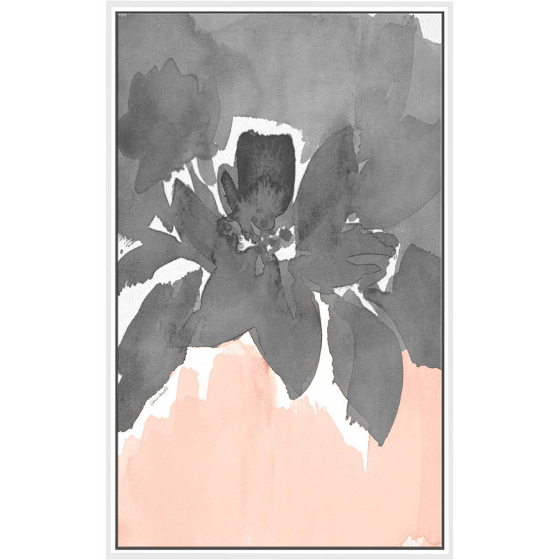 «Gray Modern Fleur I», reproduction d'art sur toile encadrée, H 33,5 po x l 21,5 po x P 2 po, Cadre flottant blanc