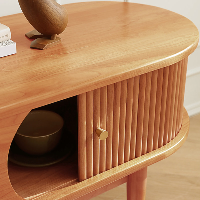 Meuble télé en bois massif au design arqué unique, L 82,67 po