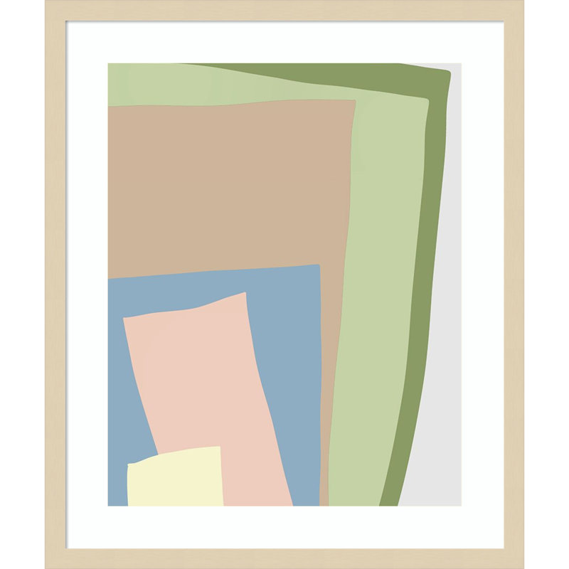 «Blue Cut Out I» par Wood, reproduction d'art encadrée, H 25 po x l 21 po