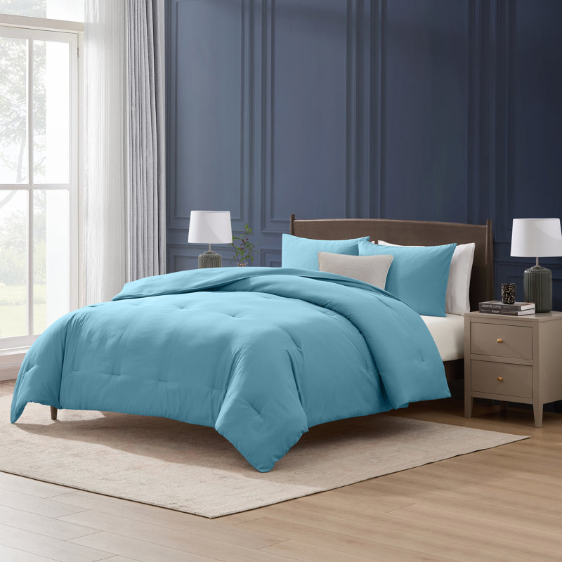  soft microfiber 3 piece comforter set with pillow shams, Storm Blue, Full Comforter + 2 Standard Shams