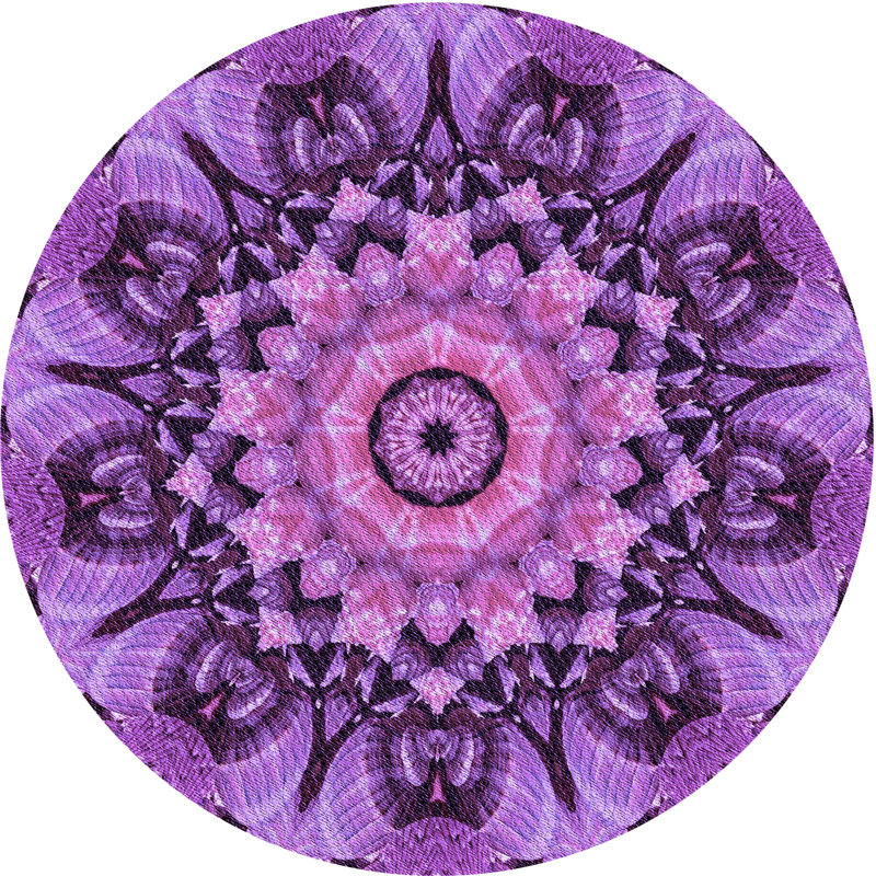 Tapis mauve tissé à la machine, Rond 8 pi