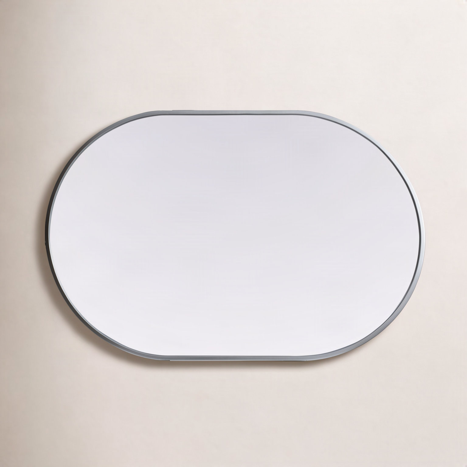 Sabine Metal Pill Wall Mirror, 36" x 24", Silver