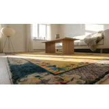 1920s Wool Yellow / Gold Orange Antique Hand Knotted Pile Rectangle Rug