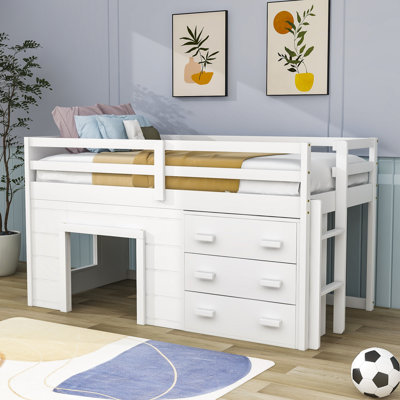 Gigel Kids Twin Loft Bed with Drawers