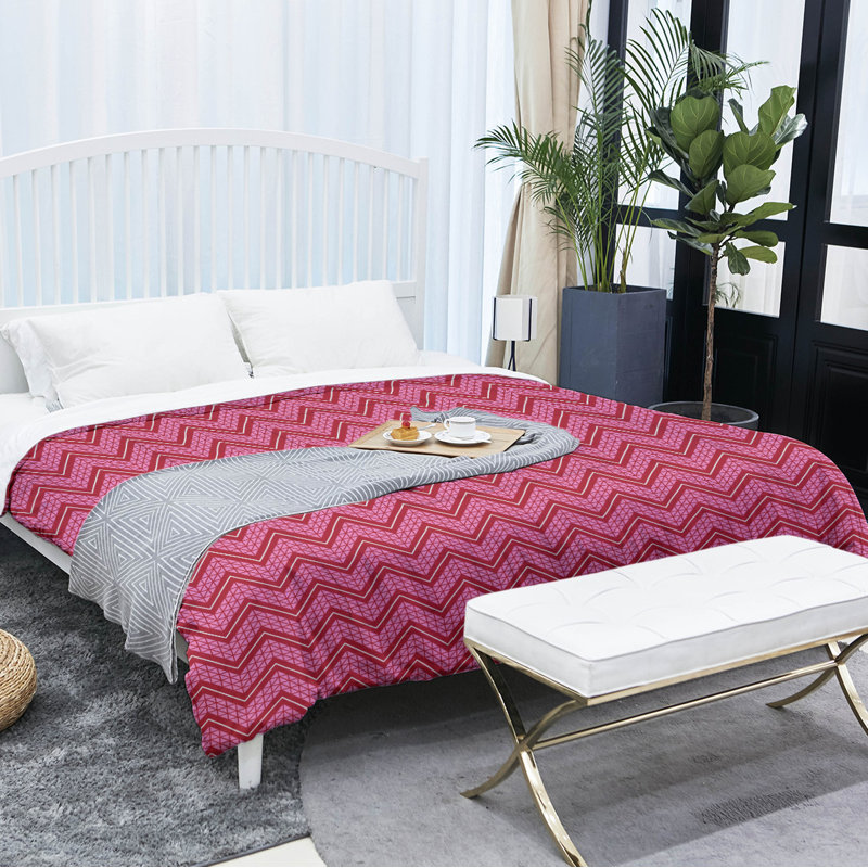 Modern & Contemporary Polyester Baffle Box Stitch Comforter, Twin Comforter, Red/Yellow/Brown