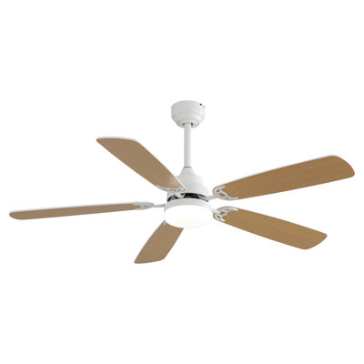 Ventilateur de plafond 52 pouces avec lumière à DEL à intensité variable, 6 vitesses, 5 pales, moteur à courant continu pour l'intérieur
