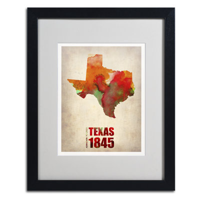 « texas aquarelle map », impression encadrée