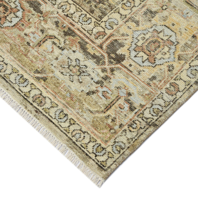 Hand-Knotted Tan Wool 8' x 10' Oriental Area Rug
