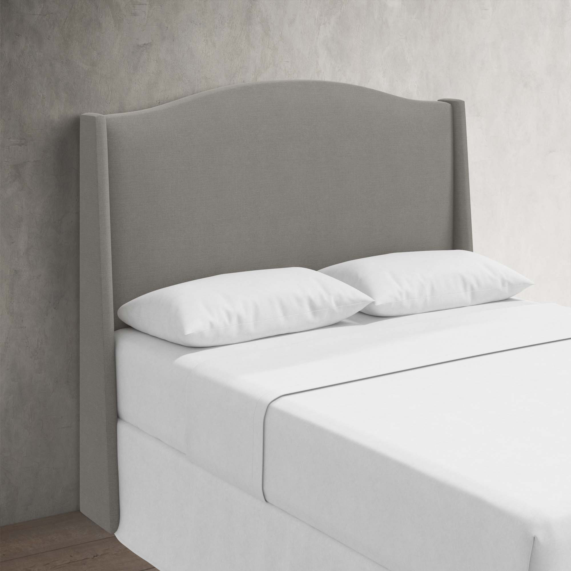 Byrd Upholstered Wingback Headboard, Classic Grey Linen, King