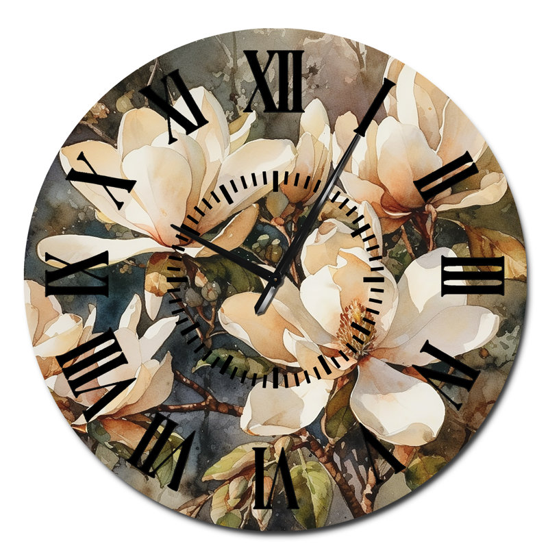 Horloge murale crème et magnolia, Surdimensionné