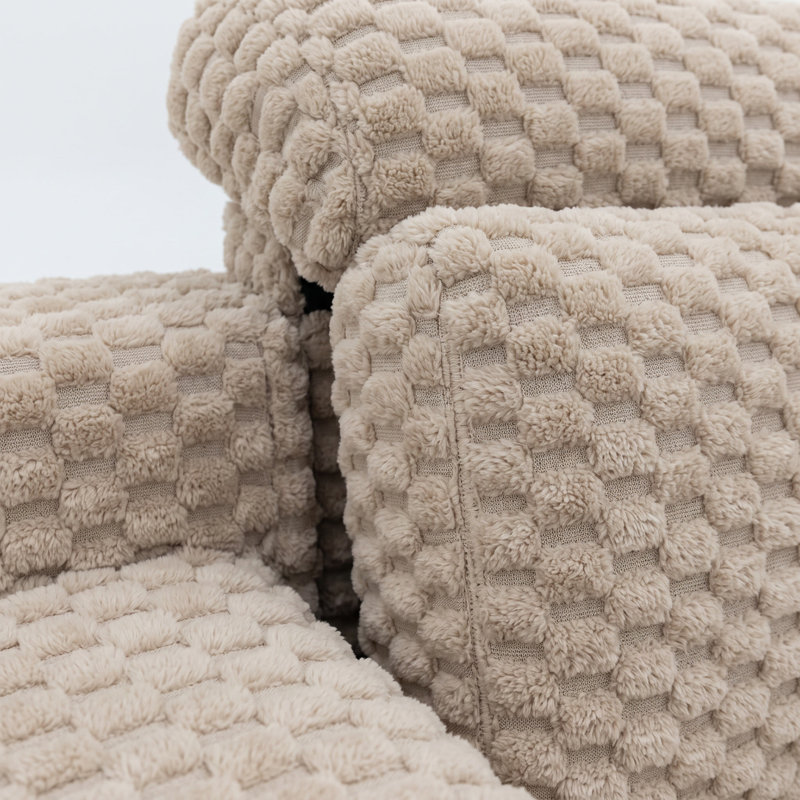 Canapé d'angle en velours chenille kaki en forme de U, canapé modulaire moderne et minimaliste avec coussins décoratifs