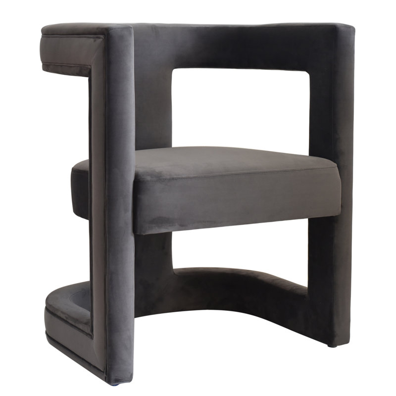 Dounton Velvet Barrel Chair, Dark Gray