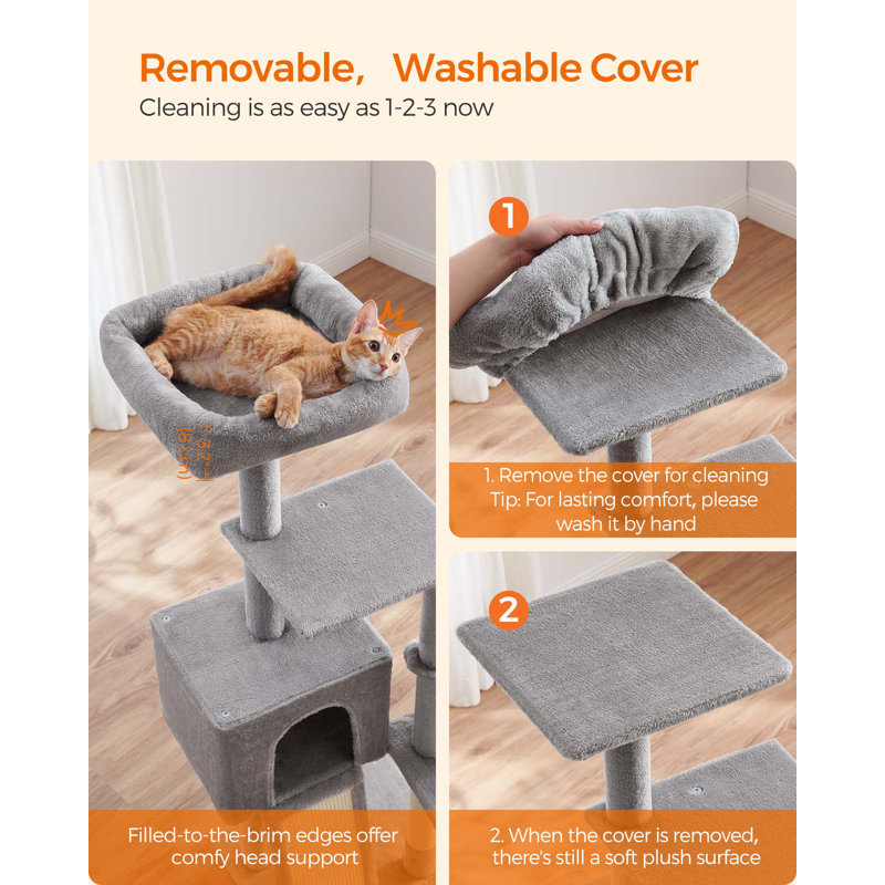 53.2" Crewkerne Multi-Level Cat Tree, Light Grey