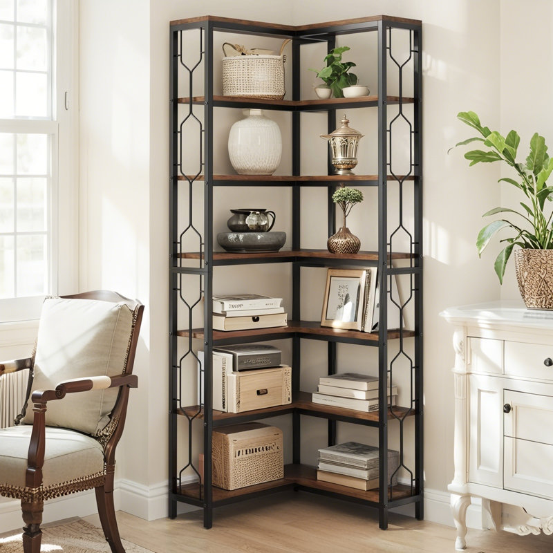 Étagère à livres 7 niveaux 78,74 po, Brun rustique, 78.74" H x 23.6" W x 23.6" D