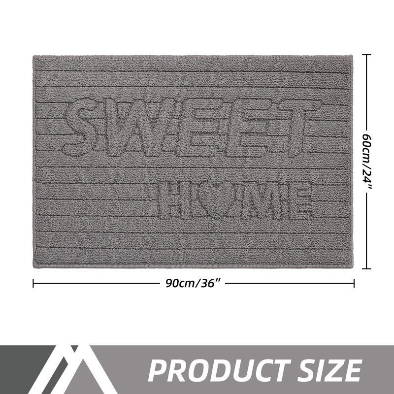 Machine-washable Non-slip Indoor Door Mat, Gray, 24'' W x 36'' L