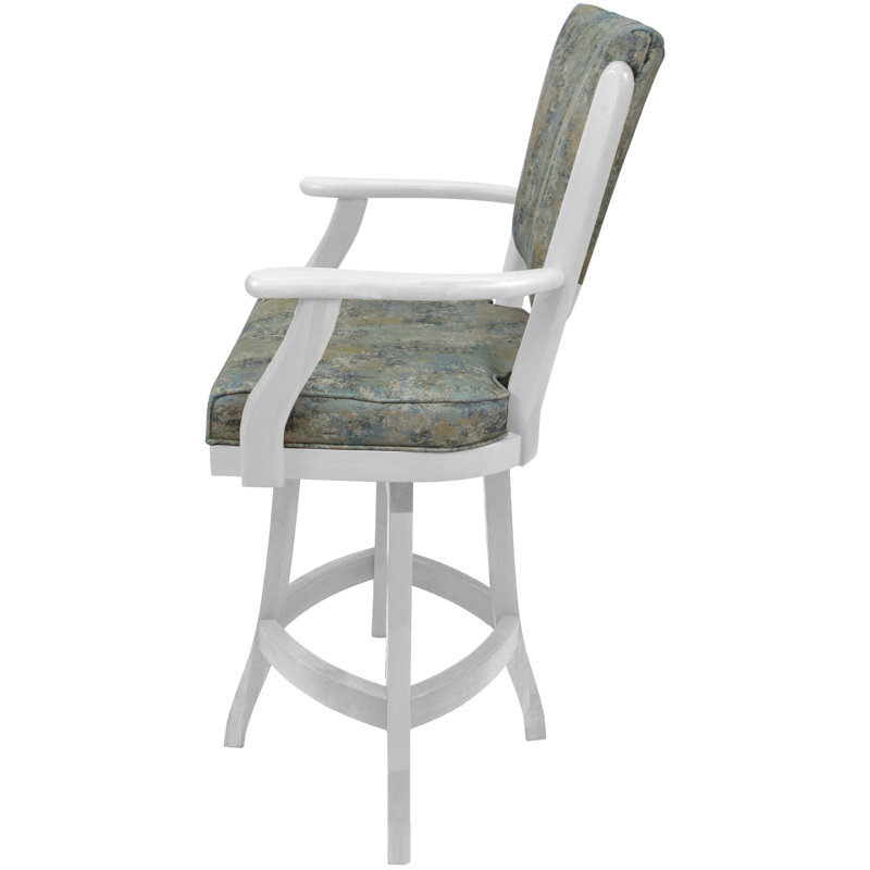 Irminger Classic Swivel Wood Extra Tall Stool, Extra Tall (34" Seat Height), Blue Polyester Blend/White Frame