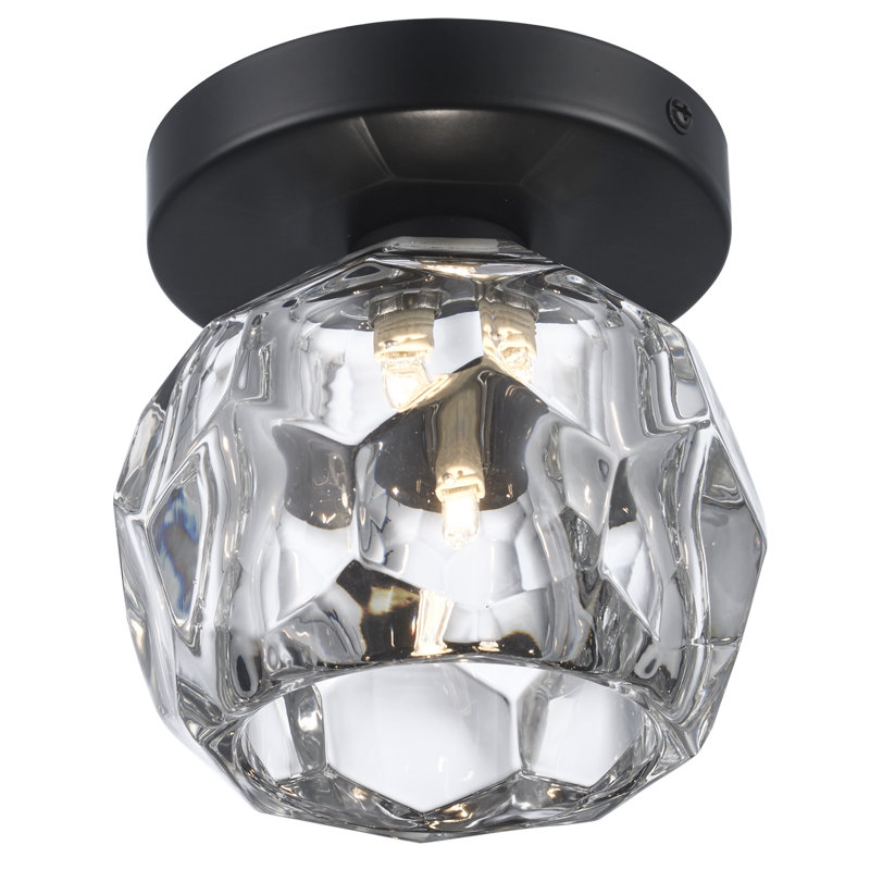 Quaseem Glass LED Semi Flush Mount, Black 