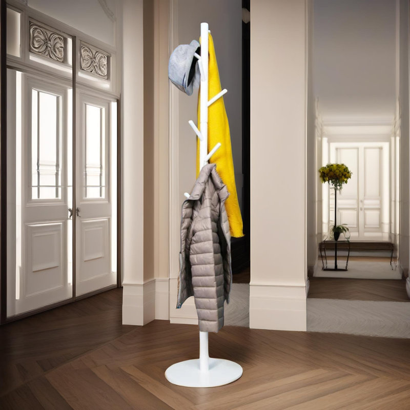 Sparacino 8 - Hook Adjustable Coat Stand Free Standing Hallway Entryway Furniture, White