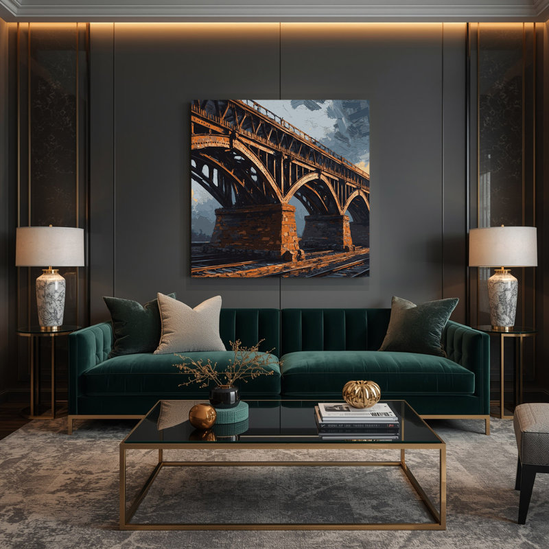 Art sur toile, pont de transport, 12" H x 12" W