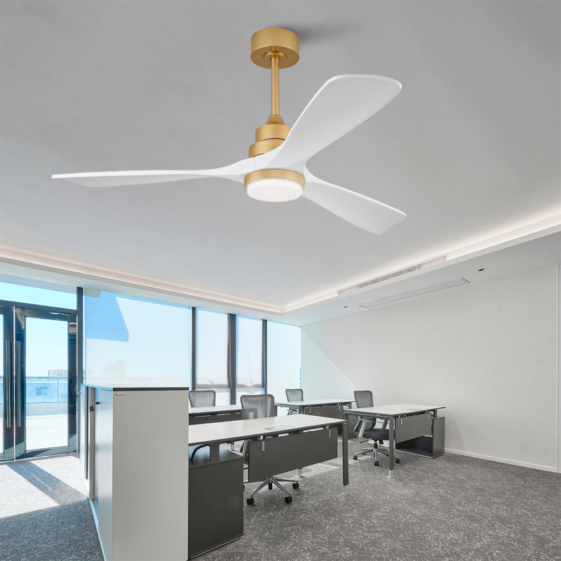 Ventilateur de plafond intérieur chaud 52 pouces avec lumière DEL à intensité variable 3 pales en bois massif, télécommande, moteur à courant continu