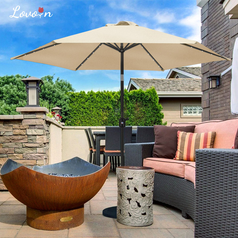 Parasol de marché lumineux Boxwell, Beige, H 98,4 po x l 90 po x P 90 po