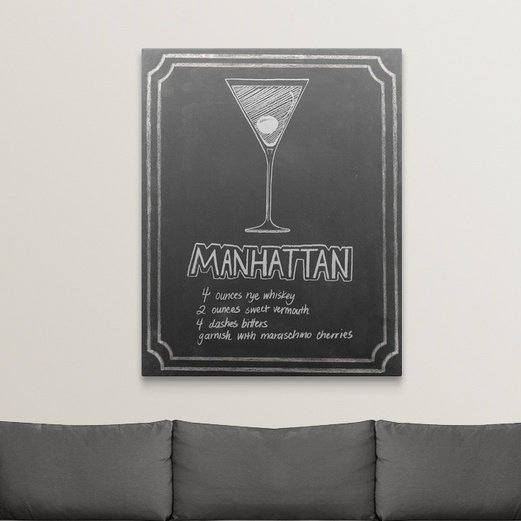 « ii », affiche rétro dépilé Chalkboard Cocktails, H 10 po x l 8 po x P 1,5 po, Toile