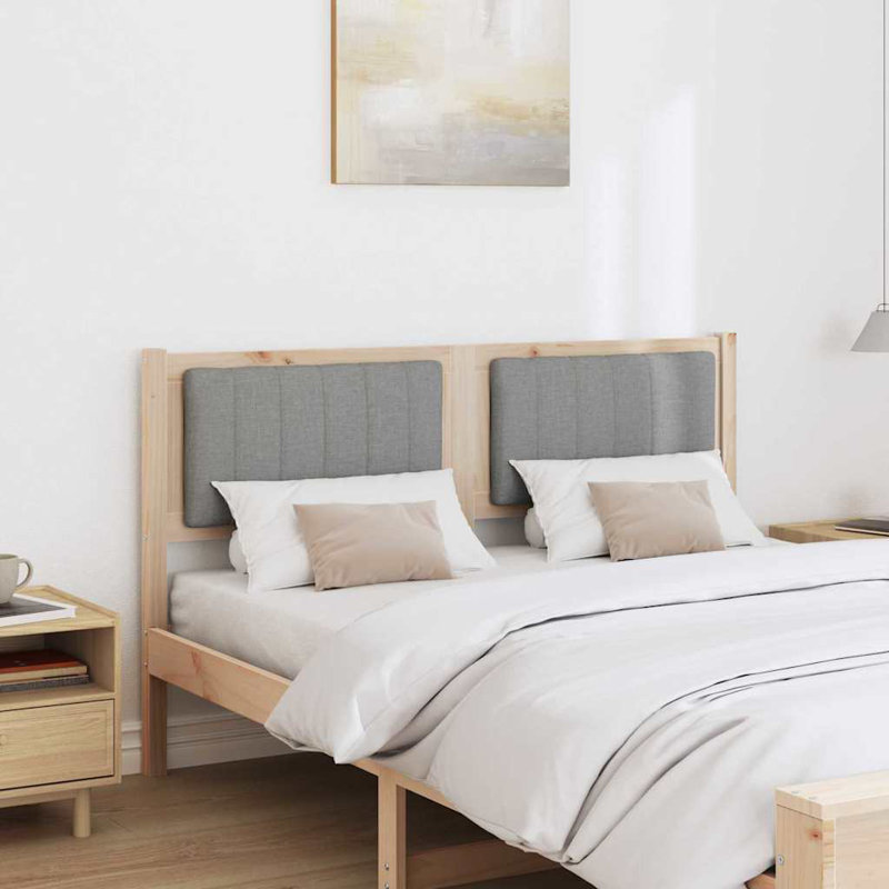 Solid Wood Headboard, Brown, EU Double - 140 x 200 cm, Light Grey
