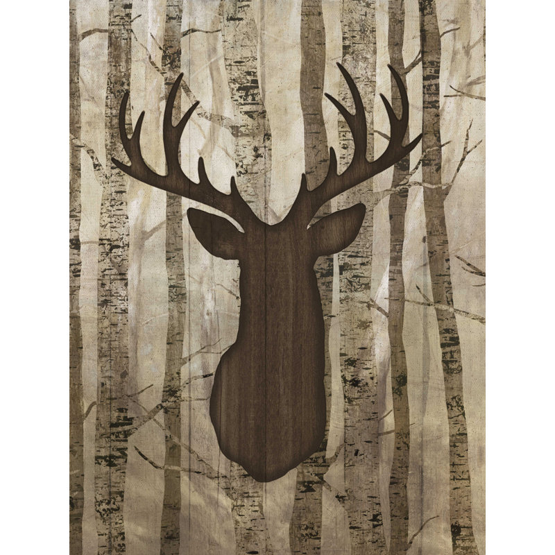 " Deer in Trees " Mixed Media Print, 24" H x 18" W