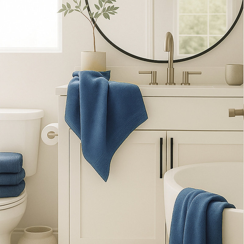 BedVoyage Towel Set 3pc - Viscose from Bamboo + Cotton - 600 GSM - Absorbent & Odor Resistant, Indigo