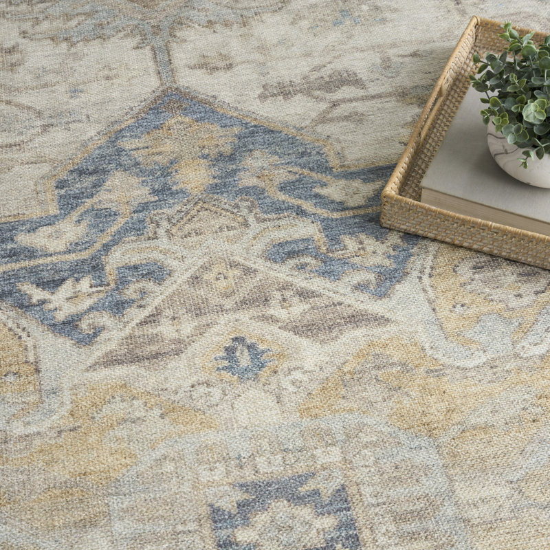 Herkimer Machine Washable Vintage Area Rug, Rectangle 9' x 12'