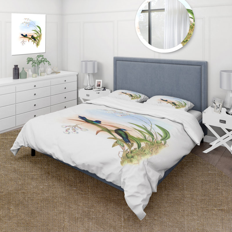 Vintage Hummingbird III - Ensemble de housse de couette traditionnel - Microfibre de polyester