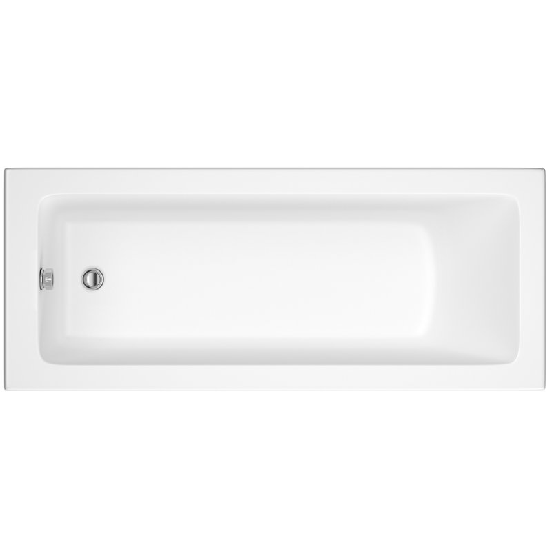 Linton Square Single Ended Bath in White, 180cm x 80cm