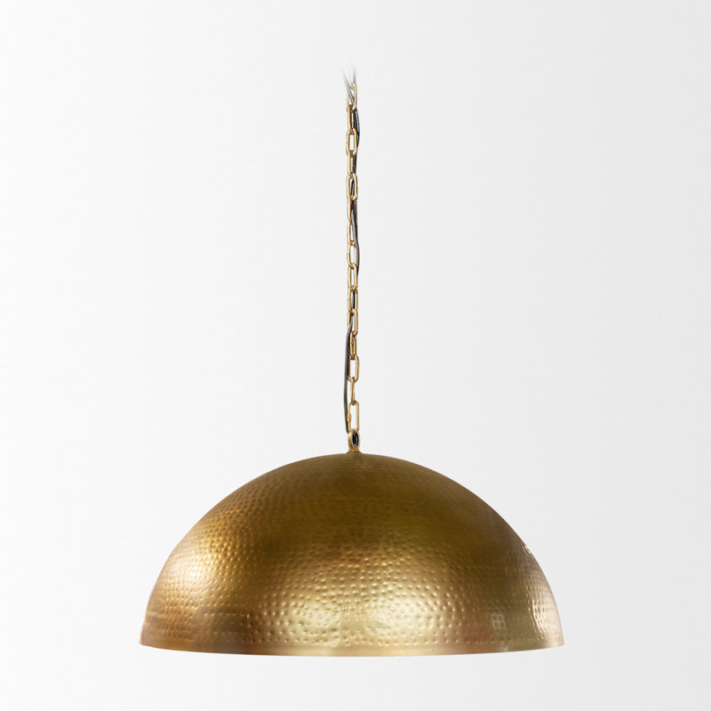 Cartie Hammered Metal Dome Pendant Light, Gold, Antiqued Gold, 23" H x 36" W x 36" D