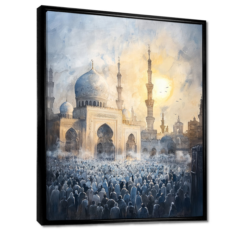 "Prayer Time", Égypte, impression sur paysage, H 32 po x l 16 po, Impression dans un cadre flottant sans passe-parto, Noir
