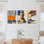 «Moai Statue Abstract Collage», reproduction d'art sur toile tendue sur toile (ensemble de 3)