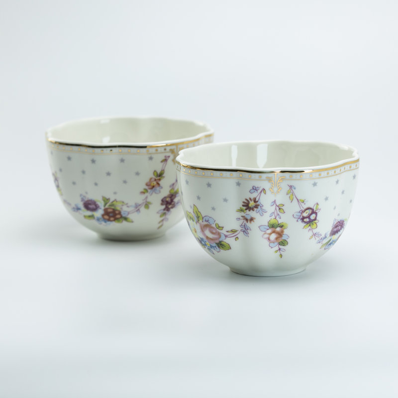 Bol en porcelaine or rose 5 pouces, ensemble de 2