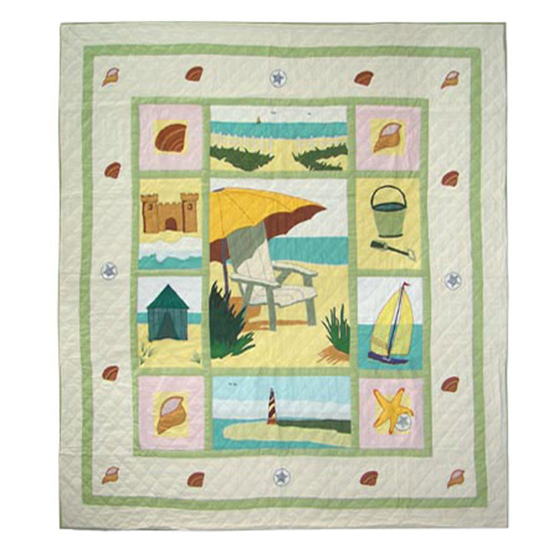 Ocean View Rustic Cotton Geometric Shapes Quilt, Twin