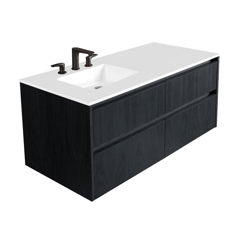 Kubitop 48'' W Single Vanity, 8" Centers, Gloss White, Ash Gray