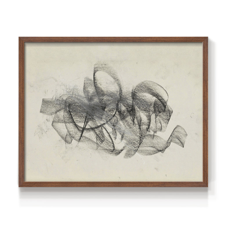 Croquis rétro - XLVII - Reproduction encadrée - Restickable, H 11 po x l 14 po, Noyer