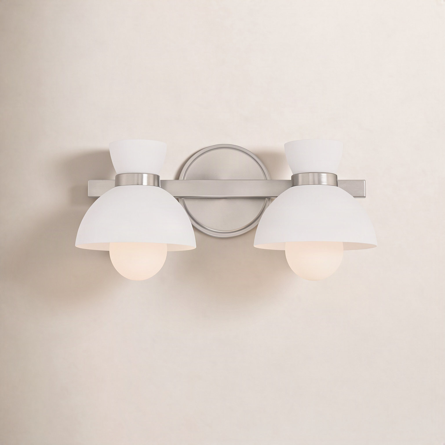 Karalana 2 Light Frosted Dimmable Vanity Light, Brushed Nickel