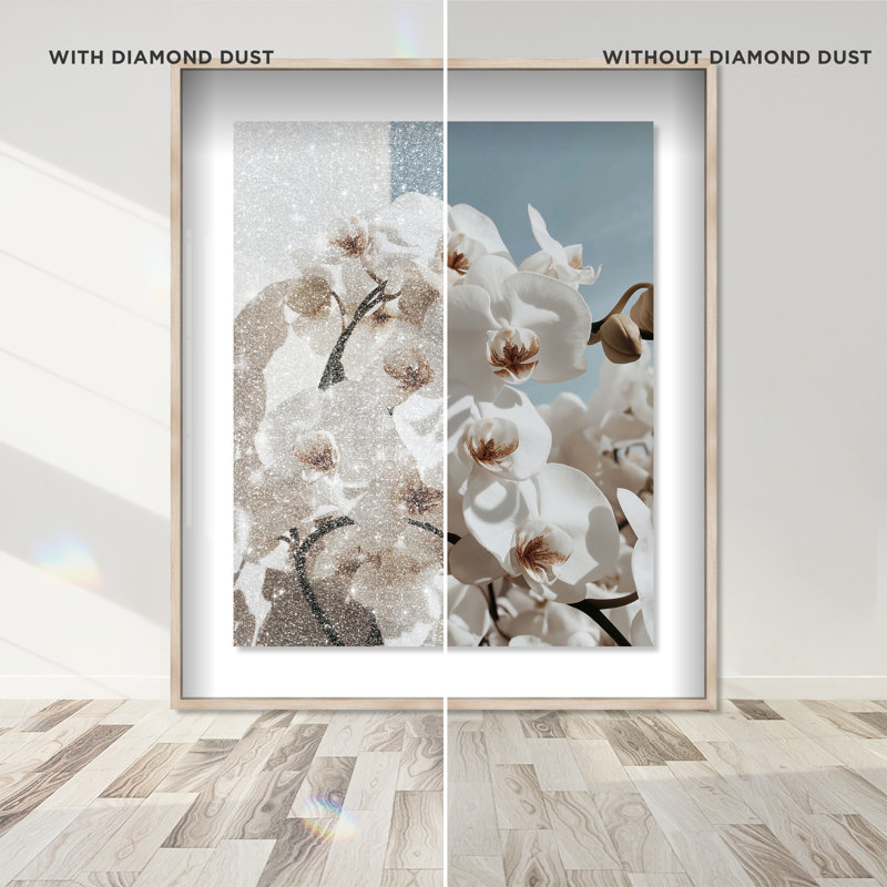 Phalaenopsis Flowers Print by Oliver Gal, Natural Oak Shadowbox, 37.5"H x 46.5"W