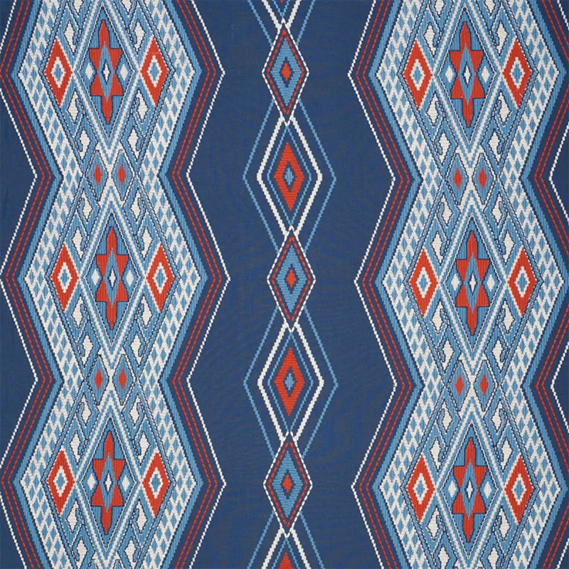 Bayeta Embroidery Fabric, Blue/Red