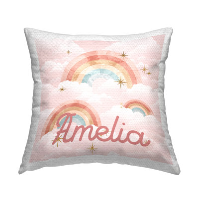 Coussin d'extérieur imprimé rose par Daphne Polselli
