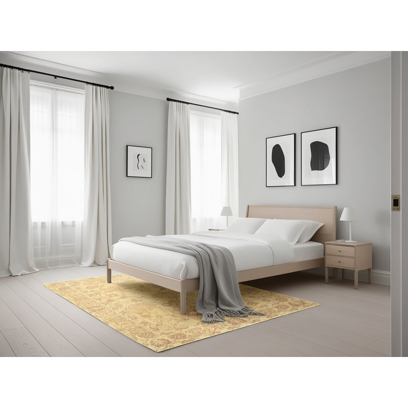 Tapis beige/gris traditionnel Enes, Rectangle 5 pi x 7 pi