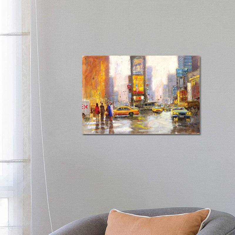 Times Square In The Rain by John Haskins - Wrapped Canvas Gallery-Wrapped Canvas Giclée, 66.04 cm H x 45.72 cm W x 3.175 cm D