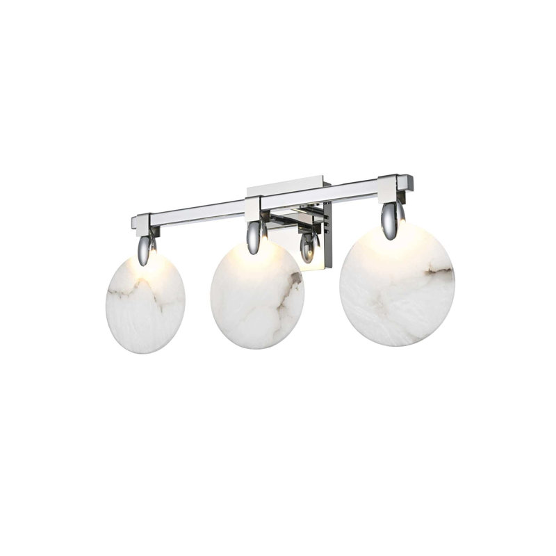Cambell 22 inch Alabaster Wall Sconce in Chrome, Chrome
