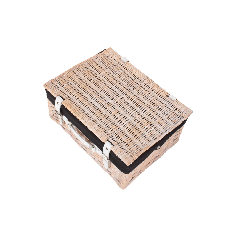 Wicker Basket with Lining, White Hamper/Black Lining