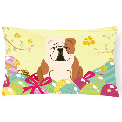 Coussin bouledogue anglais de pâques œufs